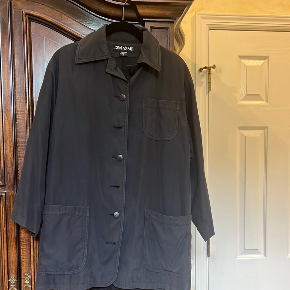 Navy Button-Up Trench Coat